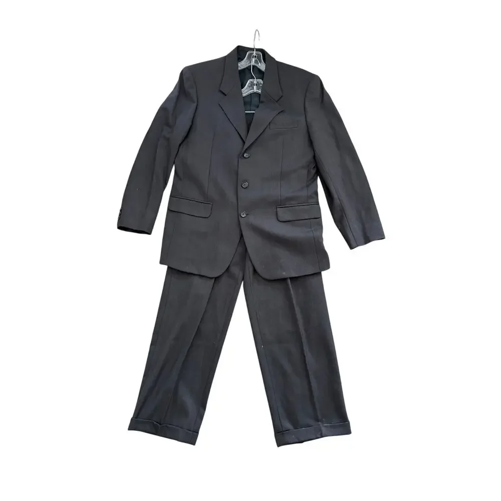 Vintage Mario Barutti Mens Suit Charcoal Gray Two Piece